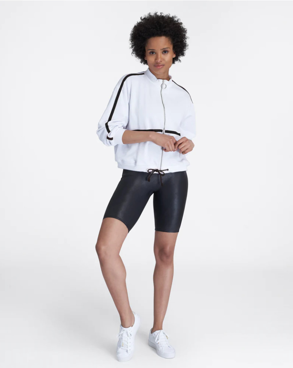 SPANX NWT Faux Leather Bike Biker Short in Black // XS